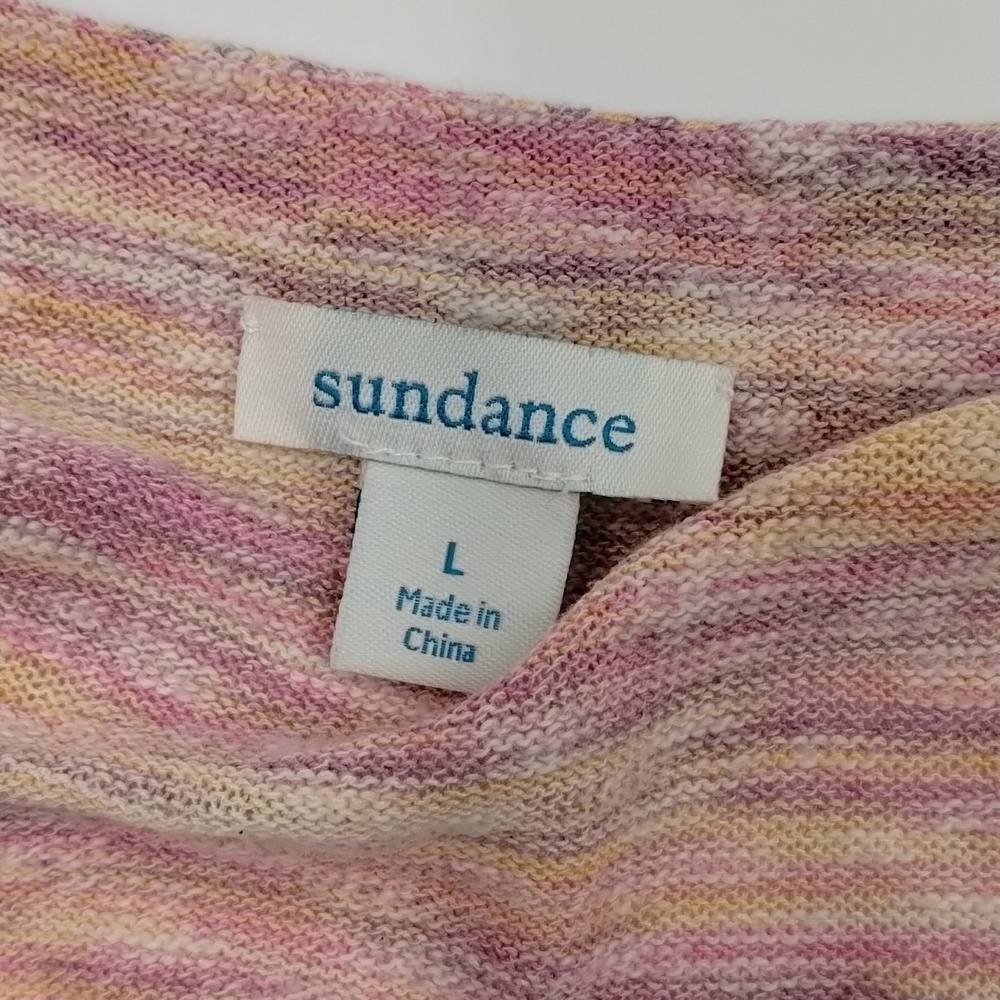 Sundance multicolor pink slub open cardigan sweater w/tiny vented sleeves large - Picture 5 of 10